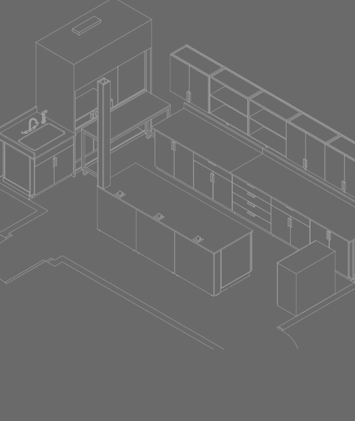 Rendered design drawing in grey with white outlines.