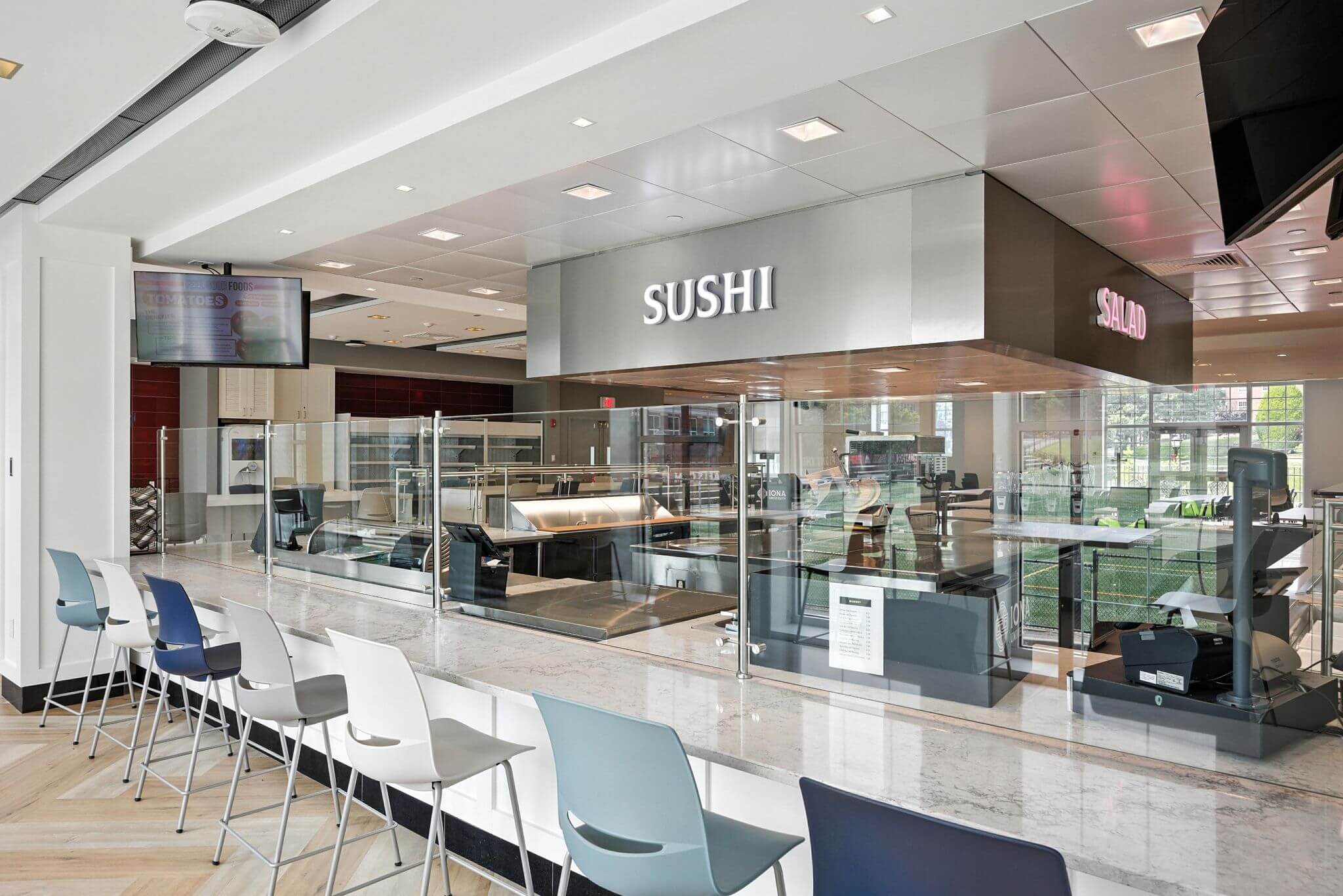 Food service counters at Iona University