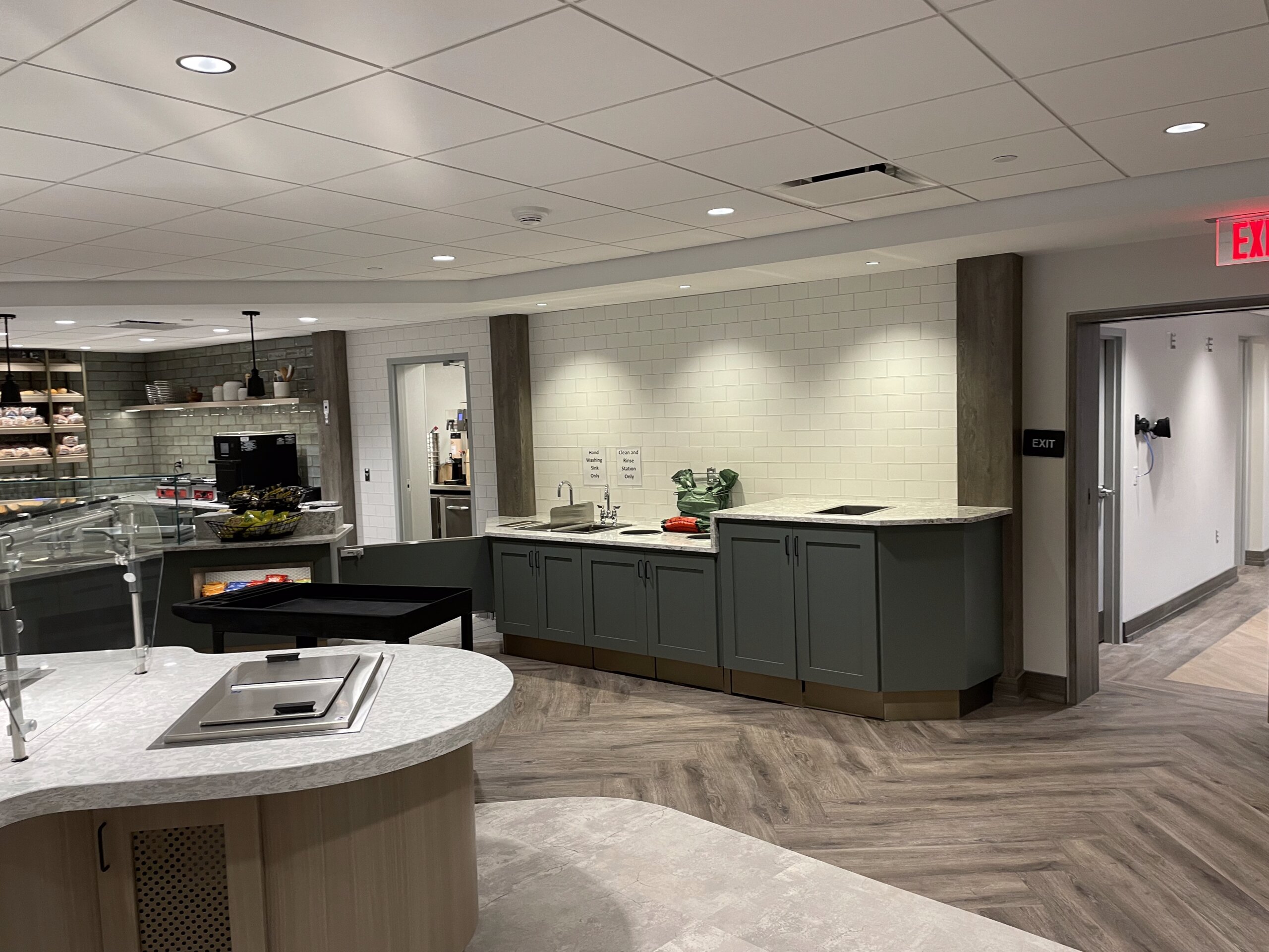 Food service counters for Kendal Longwood Cafe, senior center.