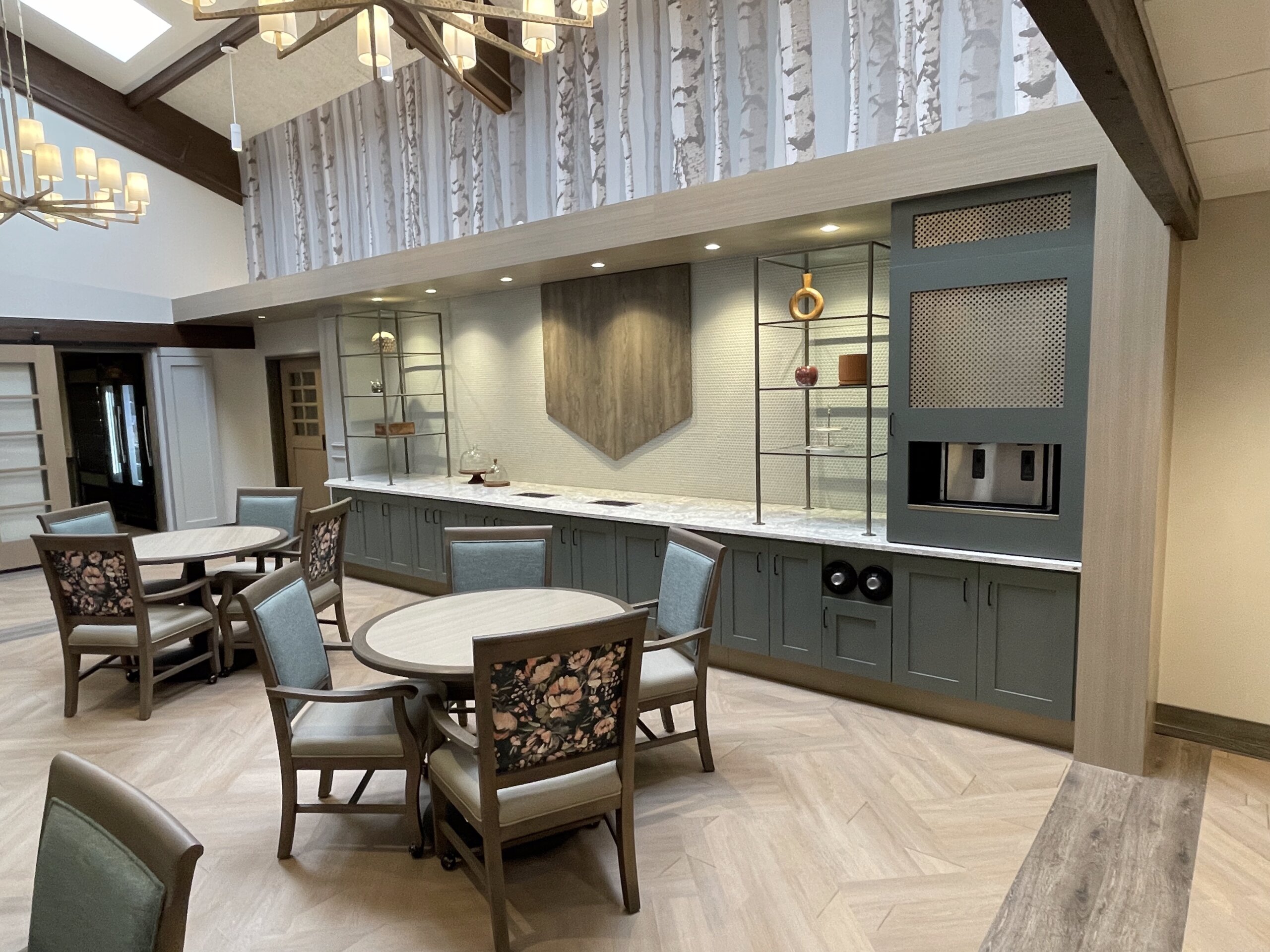 Food service counters for Kendal Longwood Cafe, senior center.