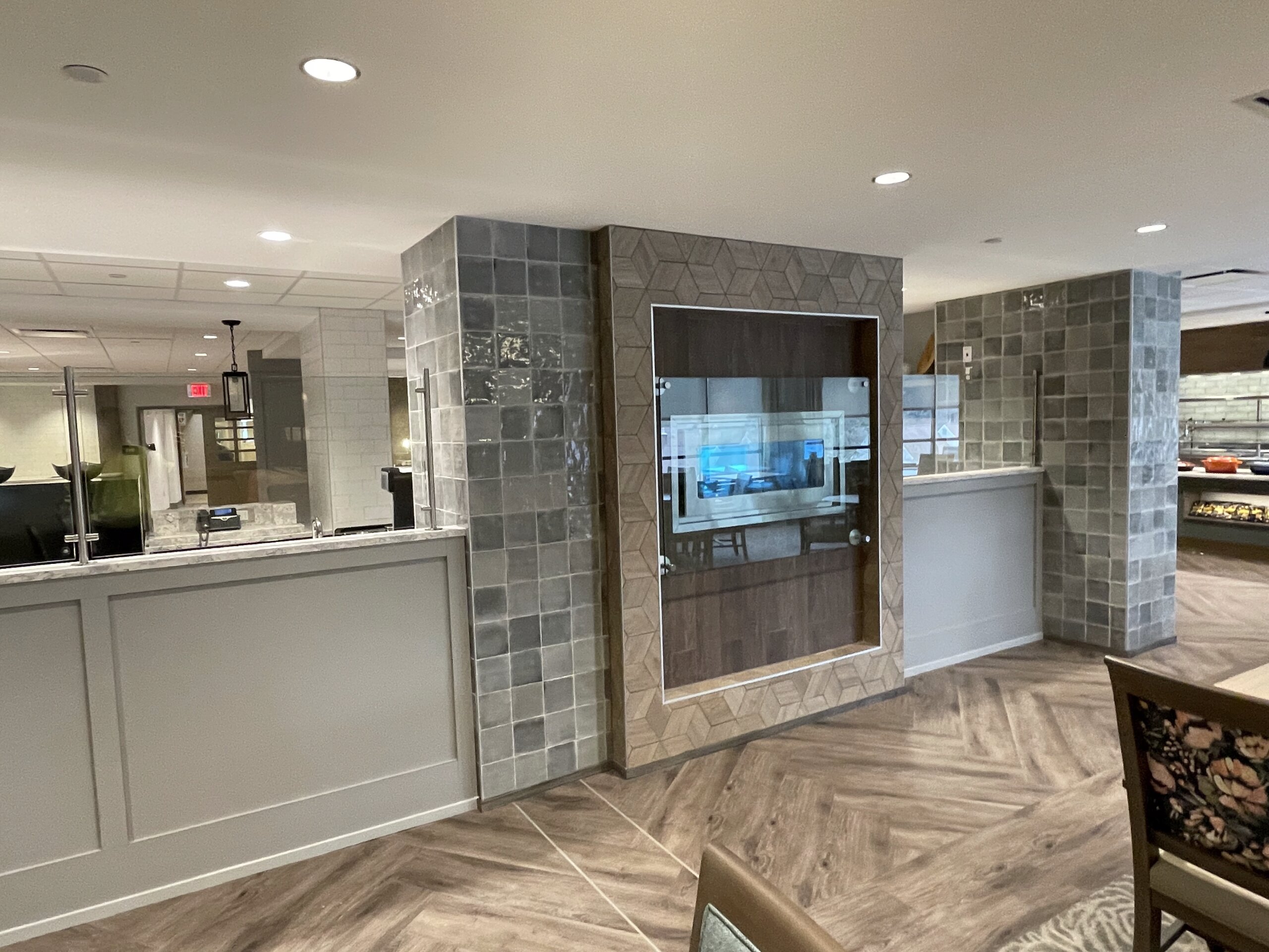 Food service counters for Kendal Longwood Cafe, senior center.